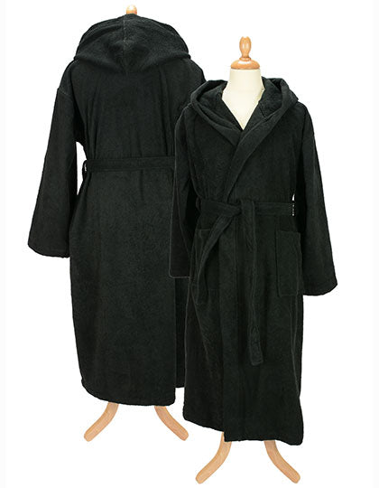 Bathrobe With Hood in Black, Größe 3XL