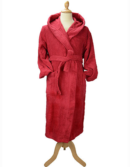 Bathrobe With Hood in Deep Red, Größe 3XL