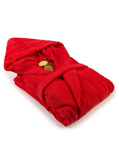 Bathrobe With Hood in Fire Red, Größe 3XL