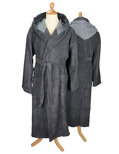 Bathrobe With Hood in Graphite, Größe 3XL