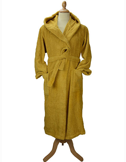 Bathrobe With Hood in Mustard, Größe 3XL