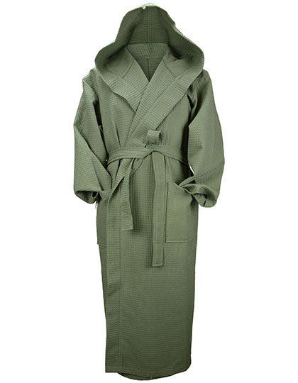 Robezz® Waffle Bathrobe With Hood in Army Green, Größe 4XL