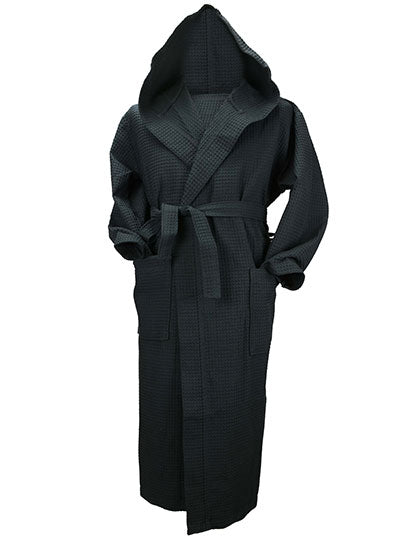 Robezz® Waffle Bathrobe With Hood in Black, Größe 4XL