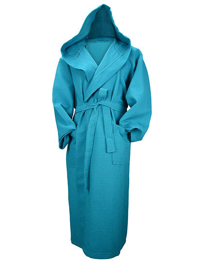 Robezz® Waffle Bathrobe With Hood in Deep Blue, Größe 4XL