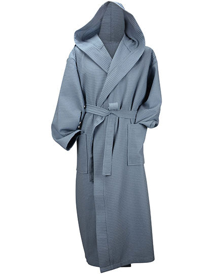 Robezz® Waffle Bathrobe With Hood in Jeans Blue, Größe 4XL