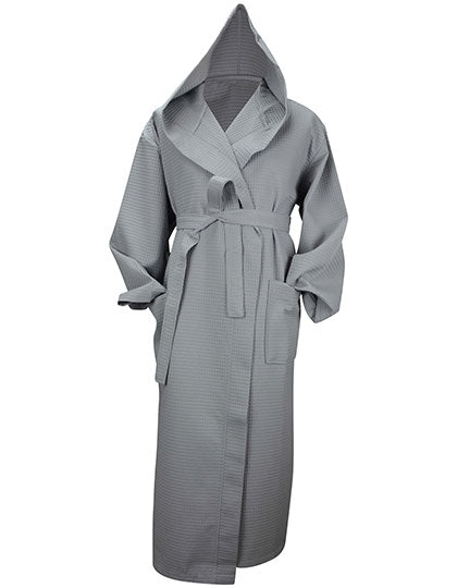 Robezz® Waffle Bathrobe With Hood in Light Grey, Größe 4XL