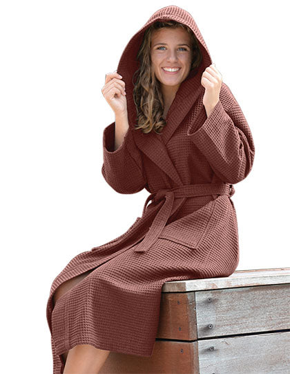Robezz® Waffle Bathrobe With Hood in Old Pink, Größe 4XL