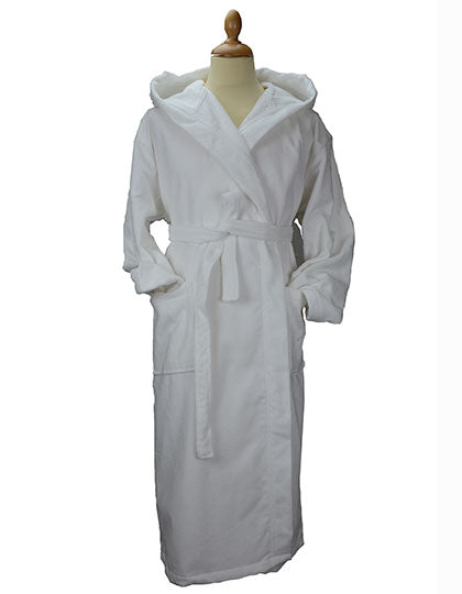 DeLuxe Velour Bathrobe with hood in True White, Größe XXL