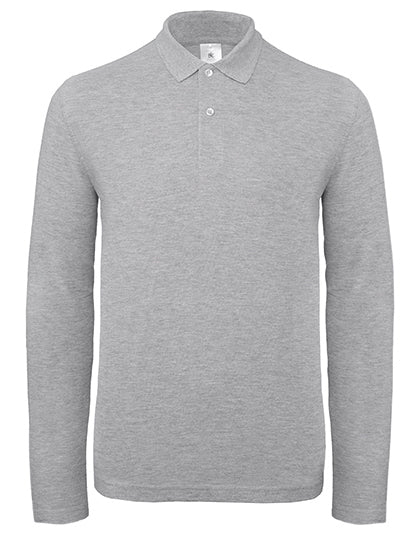 Men´s Long Sleeve Polo ID.001 in Heather Grey, Größe 4XL