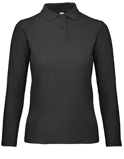 Women´s Long Sleeve Polo ID.001 in Black, Größe 3XL