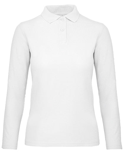 Women´s Long Sleeve Polo ID.001 in White, Größe 3XL