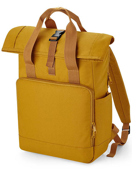 Recycled Twin Handle Roll-Top Laptop Backpack in Mustard, Größe 30 x 44 x 14 cm