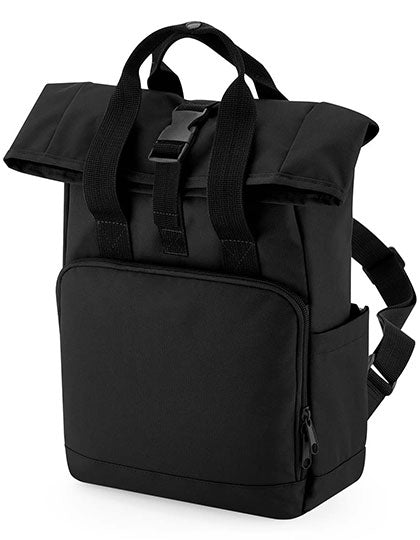 Recycled Mini Twin Handle Roll-Top Backpack in Black, Größe 23 x 32 x 11 cm
