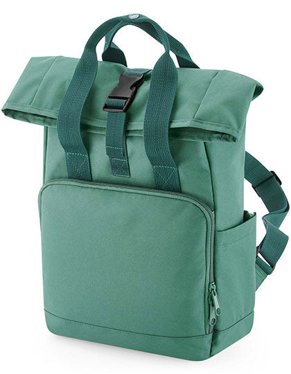 Recycled Mini Twin Handle Roll-Top Backpack in Sage Green, Größe 23 x 32 x 11 cm