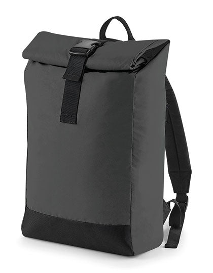 Reflective Roll-Top Backpack in Black Reflective, Größe 26 x 43 x 13 cm