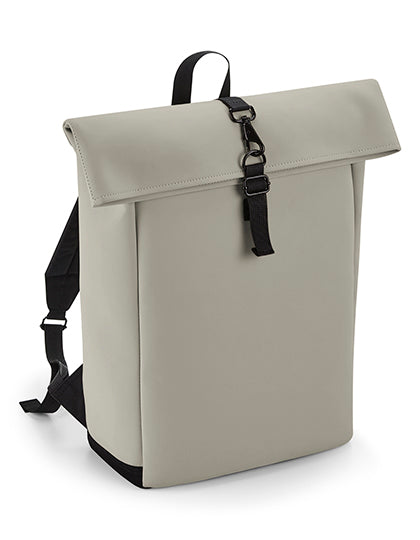 Matte PU Roll-Top Backpack in Clay, Größe 28 x 43 x 13 cm