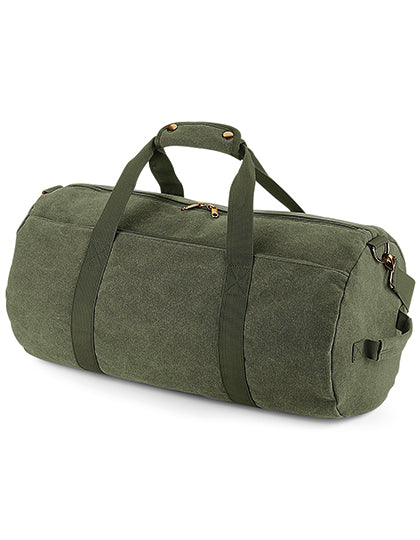 Vintage Canvas Barrel Bag in Vintage Military Green, Größe 49 x 28 x 28 cm