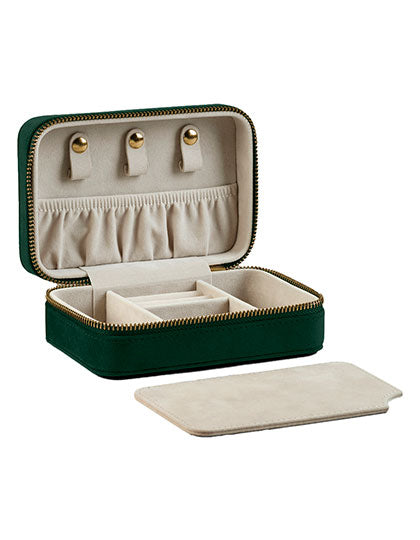 Velvet Travel Jewellery Box in Dark Emerald, Größe 15 x 10 x 5,9 cm