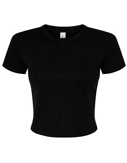 Women´s Micro Rib Baby Tee in Solid Black Blend, Größe XXL