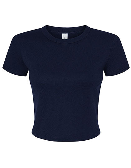 Women´s Micro Rib Baby Tee in Solid Navy Blend, Größe XXL