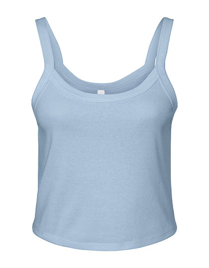 Women´s Micro Rib Spaghetti Strap Tank in Solid Baby Blue Blend, Größe XXL