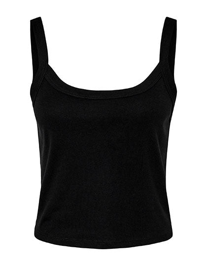 Women´s Micro Rib Spaghetti Strap Tank in Solid Black Blend, Größe XXL
