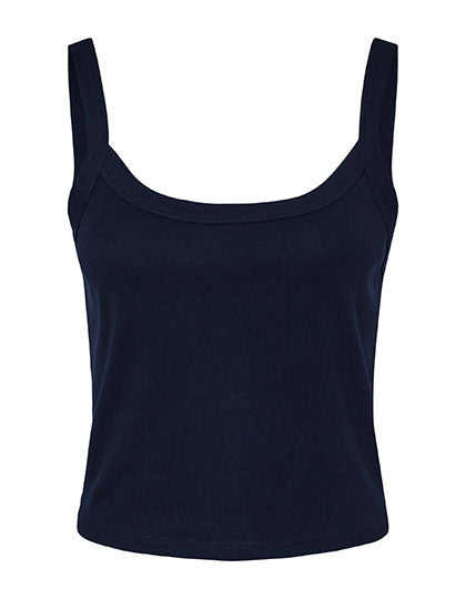 Women´s Micro Rib Spaghetti Strap Tank in Solid Navy Blend, Größe XXL