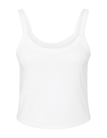 Women´s Micro Rib Spaghetti Strap Tank in Solid White Blend, Größe XXL