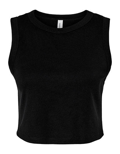 Women´s Micro Rib Muscle Crop Tank in Solid Black Blend, Größe XXL