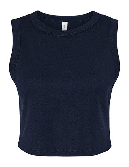 Women´s Micro Rib Muscle Crop Tank in Solid Navy Blend, Größe XXL