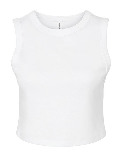 Women´s Micro Rib Muscle Crop Tank in Solid White Blend, Größe XXL