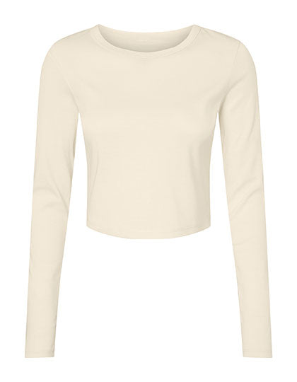 Women´s Micro Rib Long Sleeve Baby Tee in Solid Natural Blend, Größe XXL