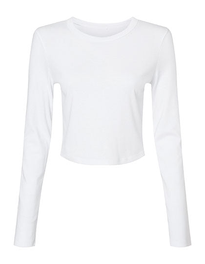 Women´s Micro Rib Long Sleeve Baby Tee in Solid White Blend, Größe XXL