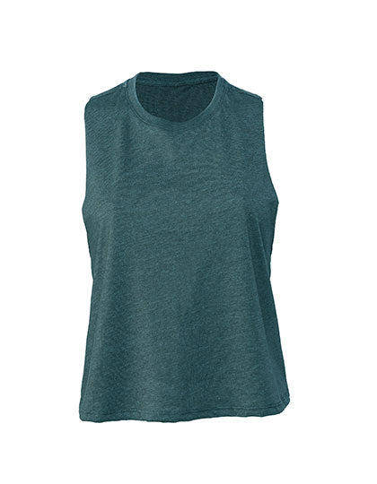 Women´s Racerback Cropped Tank in Heather Deep Teal, Größe XL