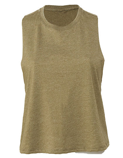 Women´s Racerback Cropped Tank in Heather Olive, Größe XL