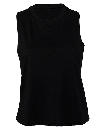 Women´s Racerback Cropped Tank in Solid Black Blend, Größe XL