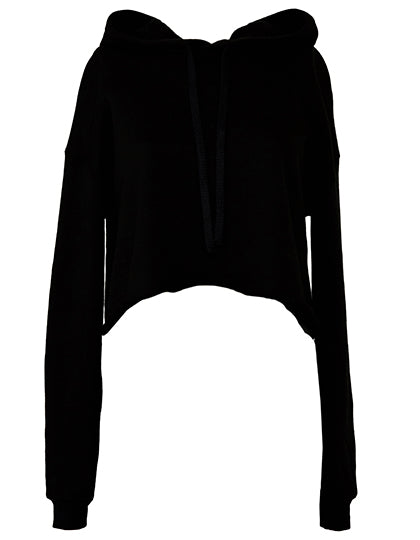 Women´s Cropped Fleece Hoodie in Black, Größe XL