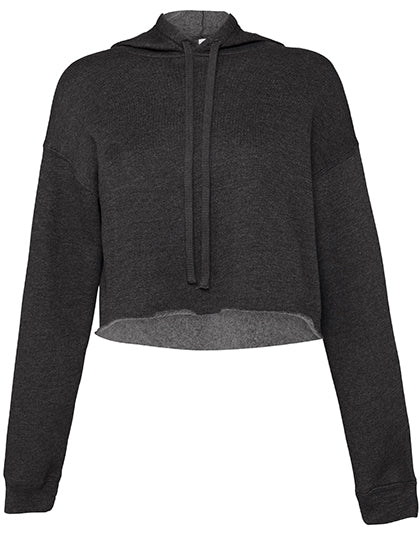 Women´s Cropped Fleece Hoodie in Dark Grey Heather, Größe XL