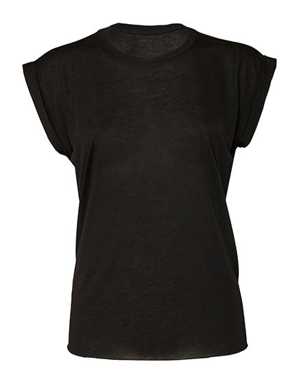 Women´s Flowy Muscle Tee With Rolled Cuff in Black, Größe XL
