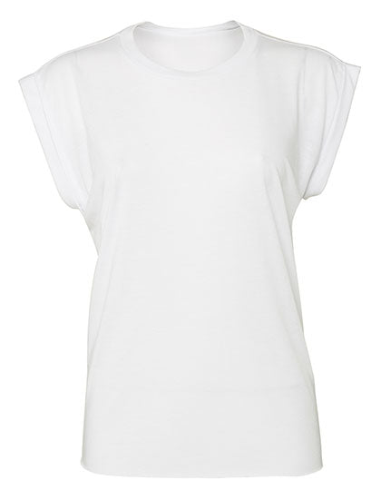 Women´s Flowy Muscle Tee With Rolled Cuff in White, Größe XL