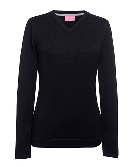 Women´s Atlanta V-Neck Jumper in Black, Größe 3XL