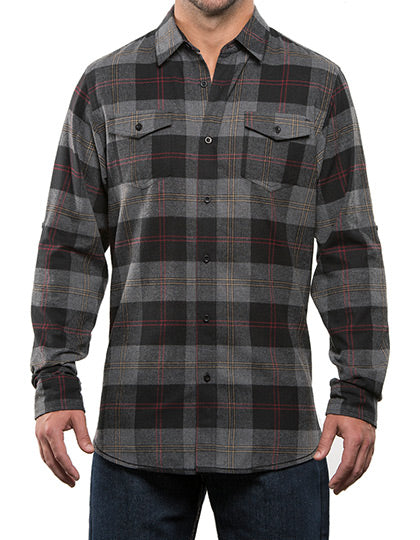 Woven Plaid Flannel Shirt in Black - Steel (Checked), Größe 3XL