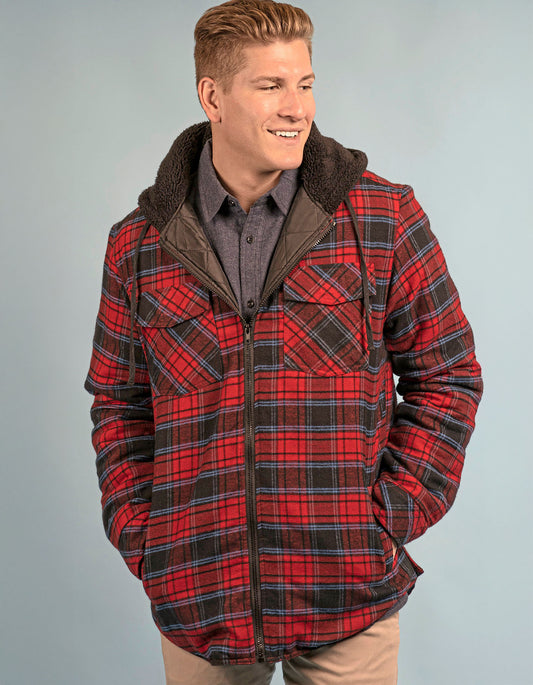 Men´s Flannel Jacket With Sherpa Hoodie