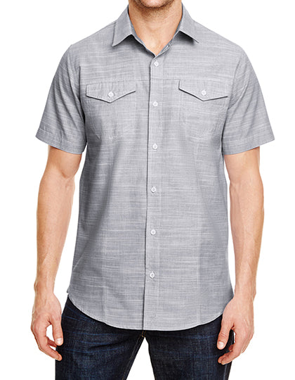 Woven Texture Shirt in Black (White Heather), Größe 3XL