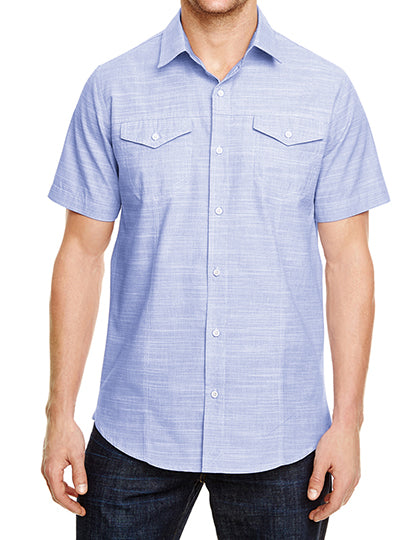 Woven Texture Shirt in Blue (White Heather), Größe 3XL
