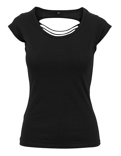 Ladies´ Back Cut Tee in Black, Größe XL