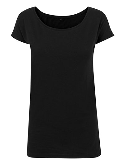 Ladies´ Wideneck Tee in Black, Größe L