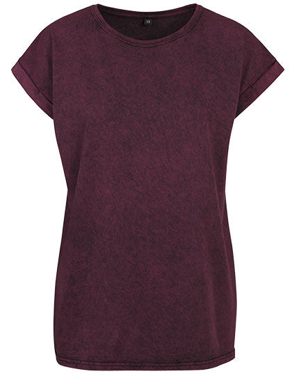 Ladies´ Acid Washed Extended Shoulder Tee in Berry Black, Größe 5XL