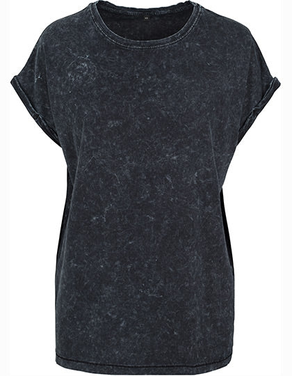 Ladies´ Acid Washed Extended Shoulder Tee in Black, Größe 5XL