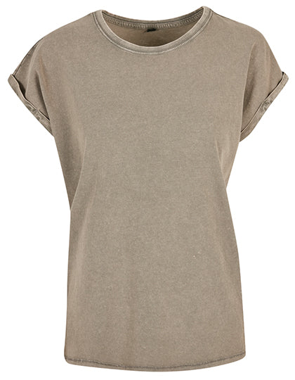 Ladies´ Acid Washed Extended Shoulder Tee in Dark Khaki, Größe 4XL